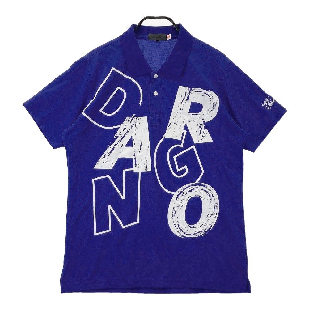 サイズ 4 DANCE WITH DRAGON ダンスウィズドラゴン 半袖ポロシャツ ロゴプリント ブルー系 240101249172 ゴルフウェア メンズ ストスト