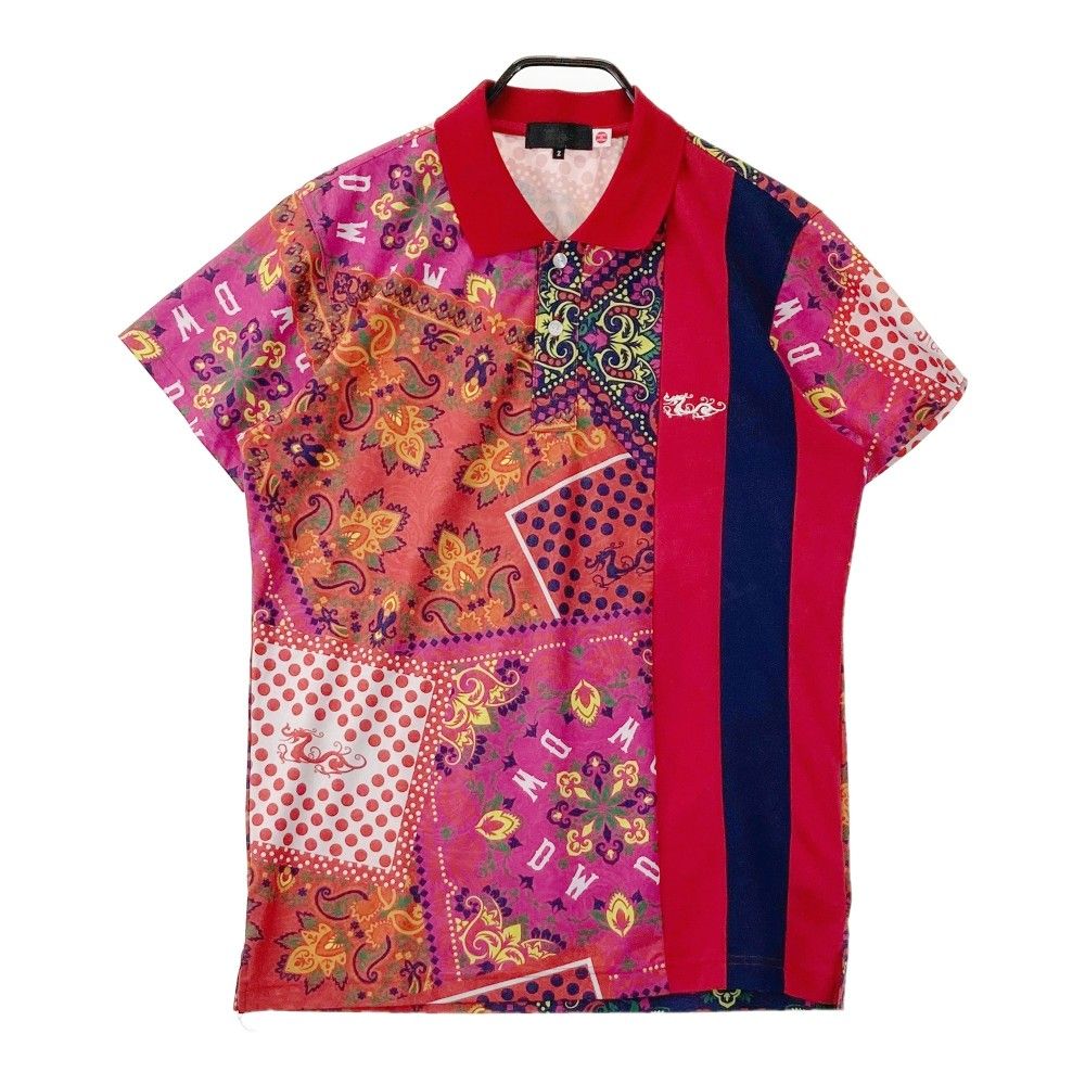 サイズ 2 DANCE WITH DRAGON ダンスウィズドラゴン 半袖ポロシャツ 総柄 レッド系 240101252522 ゴルフウェア メンズ ストスト