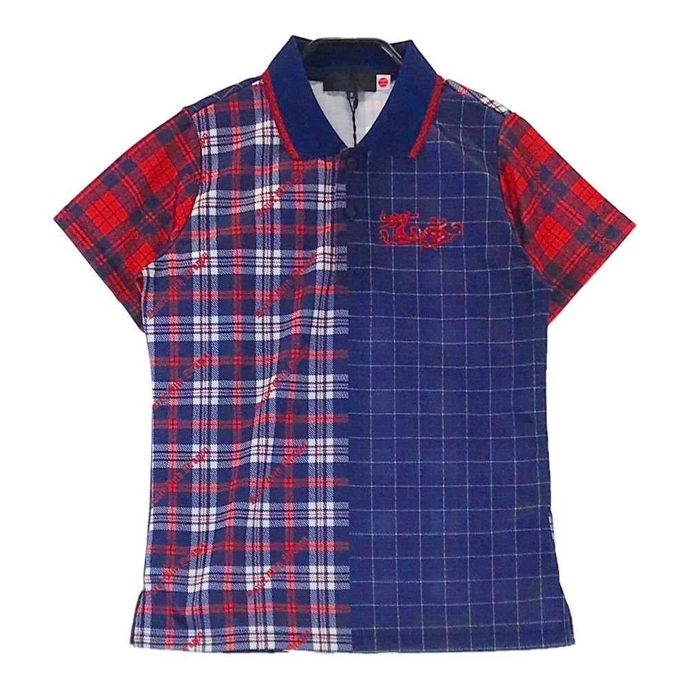 サイズ 2 DANCE WITH DRAGON ダンスウィズドラゴン 半袖ポロシャツ チェック柄 ネイビー系 240101254140 ゴルフウェア レディース ストスト