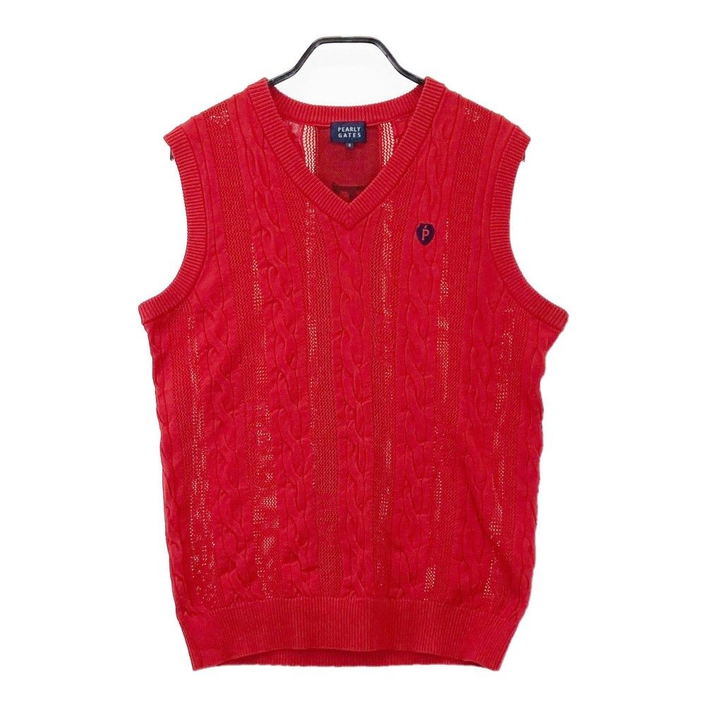 サイズ 6 PEARLY GATES パーリーゲイツ モデル ニットベスト ケーブル編み レッド系 240101255042 ゴルフウェア メンズ ストスト