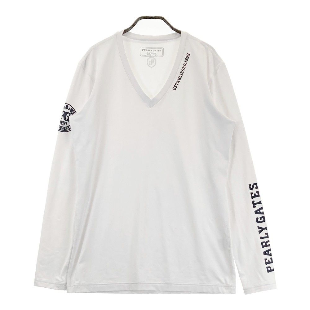 サイズ：6 PEARLY GATES パーリーゲイツ Vネック 長袖Tシャツ ホワイト