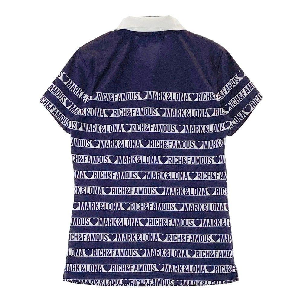 サイズ 36 MARK-LONA マークアンドロナ 半袖ポロシャツ ロゴ×ボーダー柄 ネイビー系 240101300310 ゴルフウェア レディース ストスト