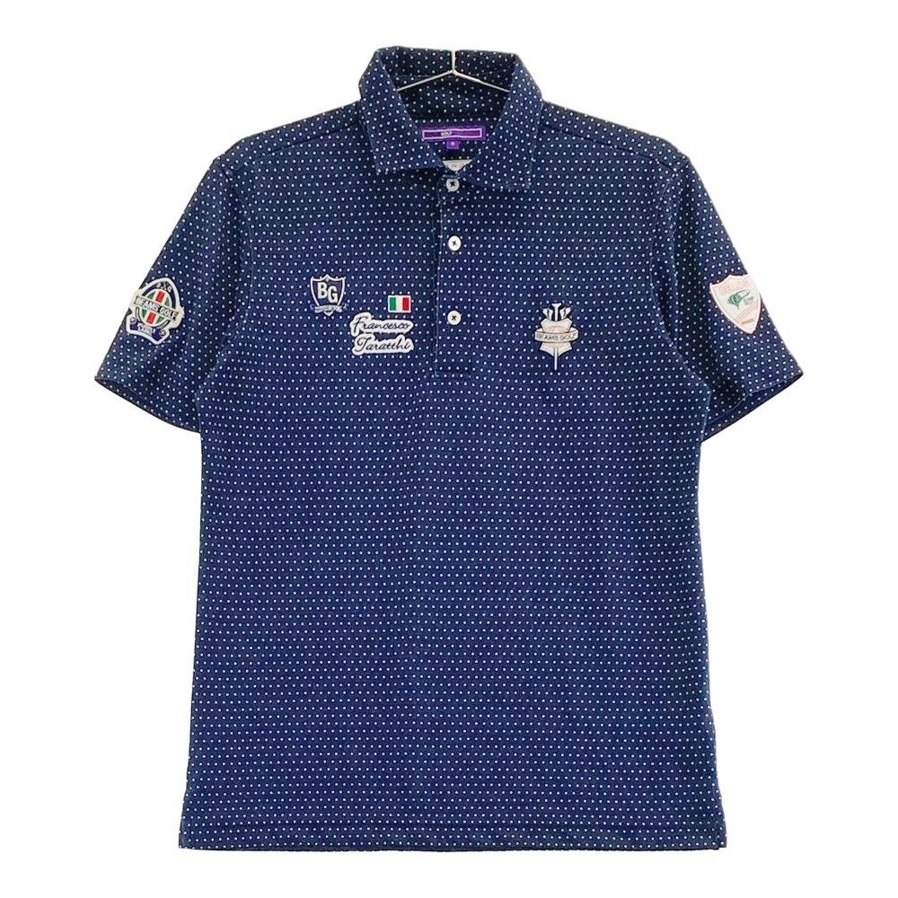 サイズ S BEAMS GOLF ビームスゴルフ 半袖ポロシャツ ワッペン ドット柄 ネイビー系 240101330366 ゴルフウェア メンズ ストスト