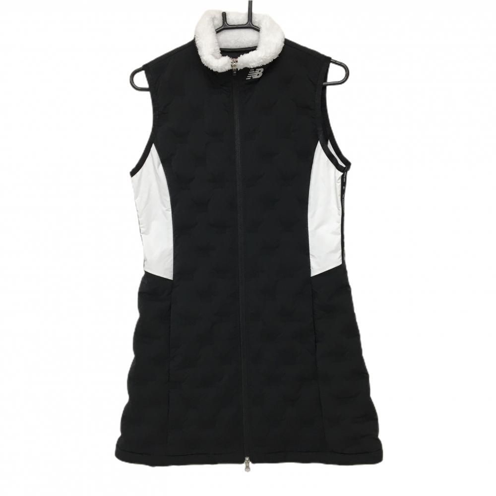 ニューバランスゴルフ ダウンノースリーブワンピース 黒×白 ネックボア レディース 1 M ゴルフウェア New Balance