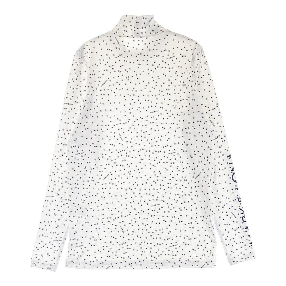 サイズ M MARK-LONA マークアンドロナ ハイネック 長袖 インナーTシャツ 星柄 ホワイト系 240101354924 ゴルフウェア レディース ストスト