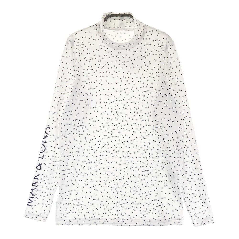 サイズ M MARK-LONA マークアンドロナ ハイネック 長袖 インナーTシャツ 星柄 ホワイト系 240101354924 ゴルフウェア レディース ストスト