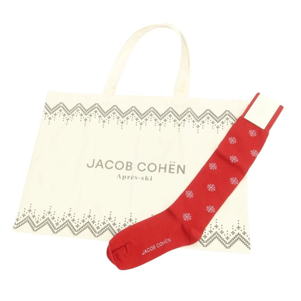 【新品】ヤコブコーエン JACOB COHEN コットンカシミヤシルク ソックス レッド トートバッグ付【サイズUN】【メンズ】