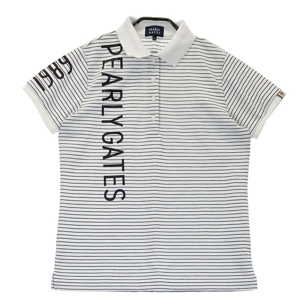 サイズ 1 PEARLY GATES パーリーゲイツ 2025年モデル 半袖ポロシャツ ボーダー柄 ホワイト系 240101357210 ゴルフウェア レディース ストスト