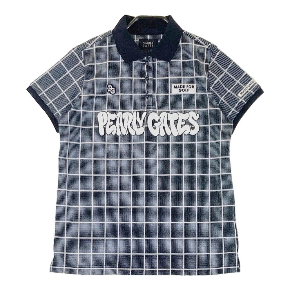 サイズ 1 PEARLY GATES パーリーゲイツ モデル 半袖ポロシャツ チェック柄 ネイビー系 240101372394 ゴルフウェア レディース ストスト