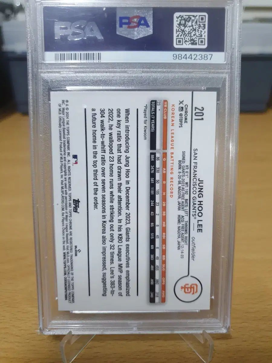 2025 TOPPS トップス クロム 李政厚 イ ジョンフ ルーキー セピア リフレクター PSA 10 カード