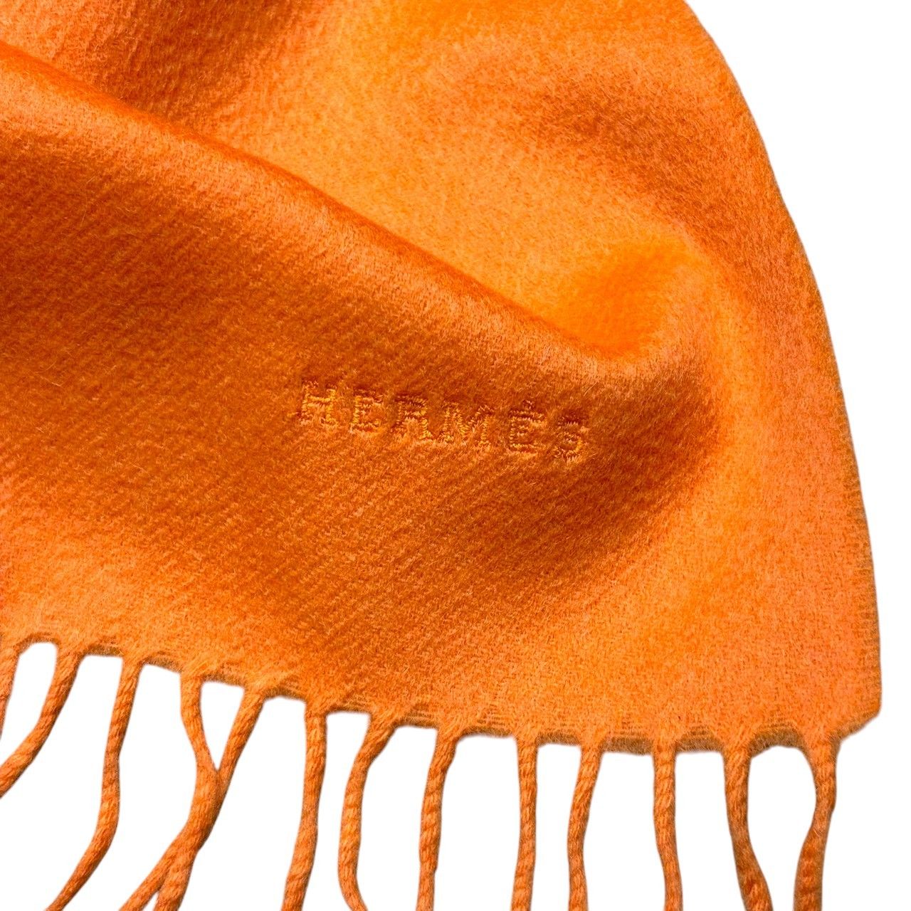 HERMES エルメス カシミヤ100マフラー レディース オレンジ