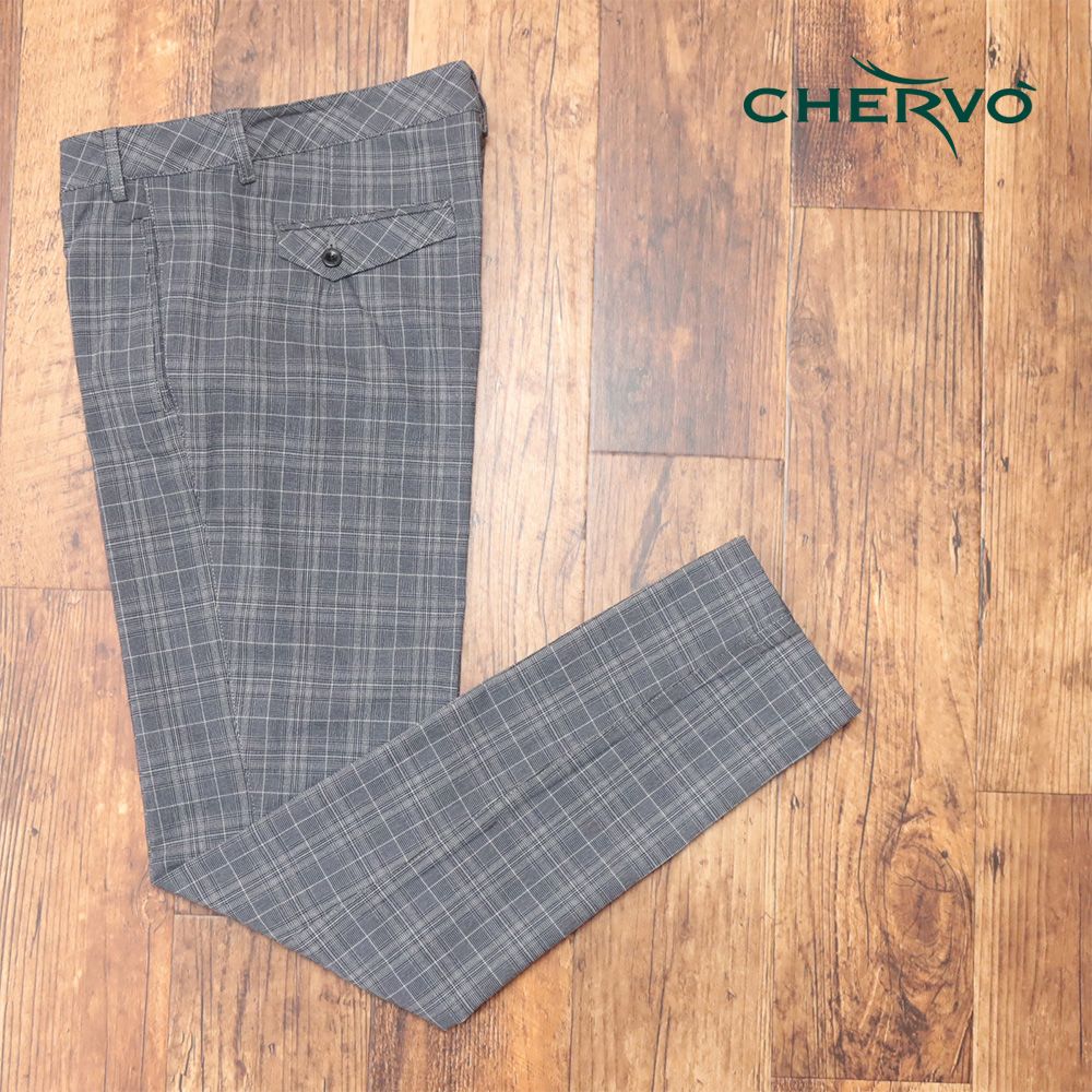 秋冬/CHERVO/50サイズ/美脚ゴルフ パンツ SINCE 快適ストレッチ チェック柄 レトロ 上品 シェルボ スポーティー 新品/グレー/md234/
