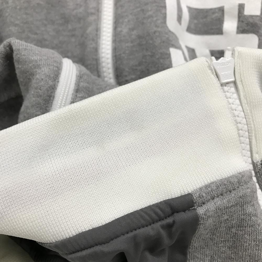 超 ラフアンドスウェル ブルゾン 杢グレー×白 ロゴプリント 裏地付き メンズ M ゴルフウェア rough＆swell LLC-HASEGAWATOSO_COM