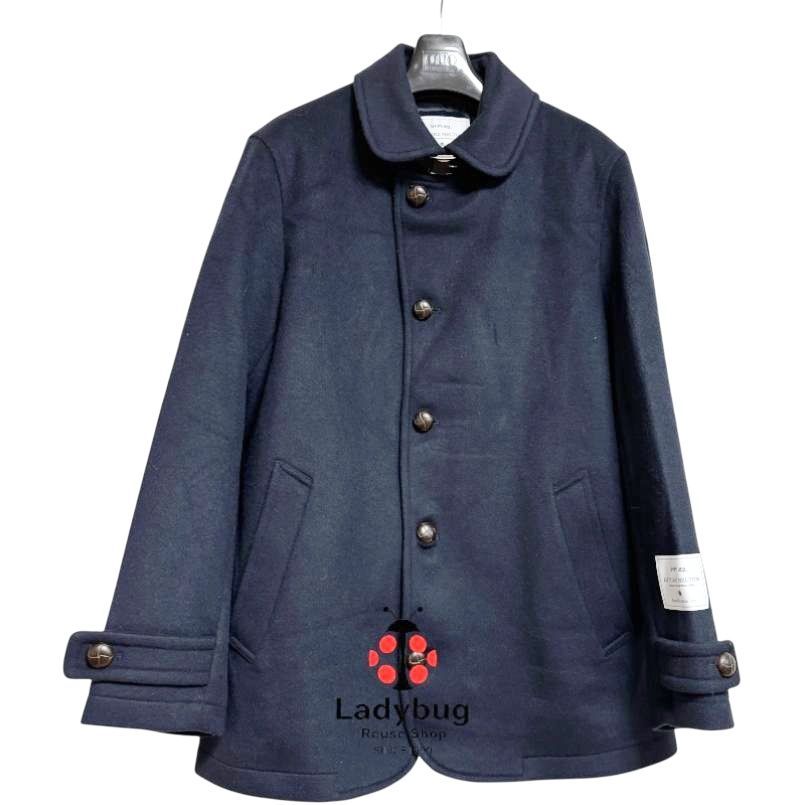 SHIPS any メンズ メルトンウール シングルPコート ネイビー 紺 M 撥水 ストレッチ