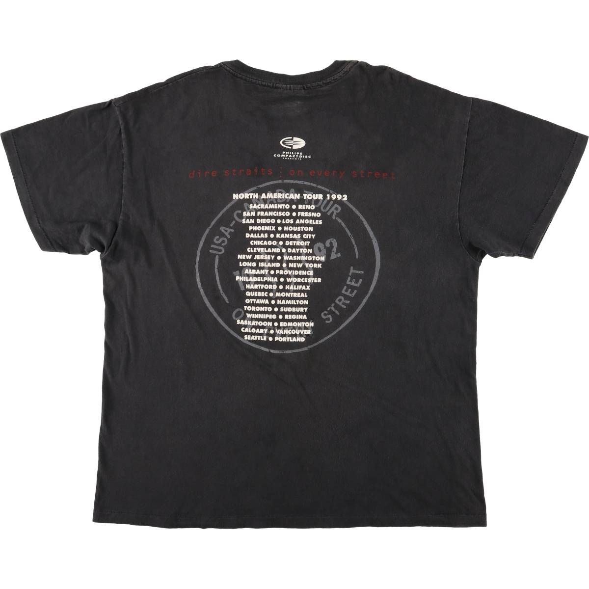 古着 90年代 ヘインズ Hanes Dire Straits ダイアーストレイツ on every street NORTH AMERICAN TOUR 1992 COTTON 青タグ evb031899