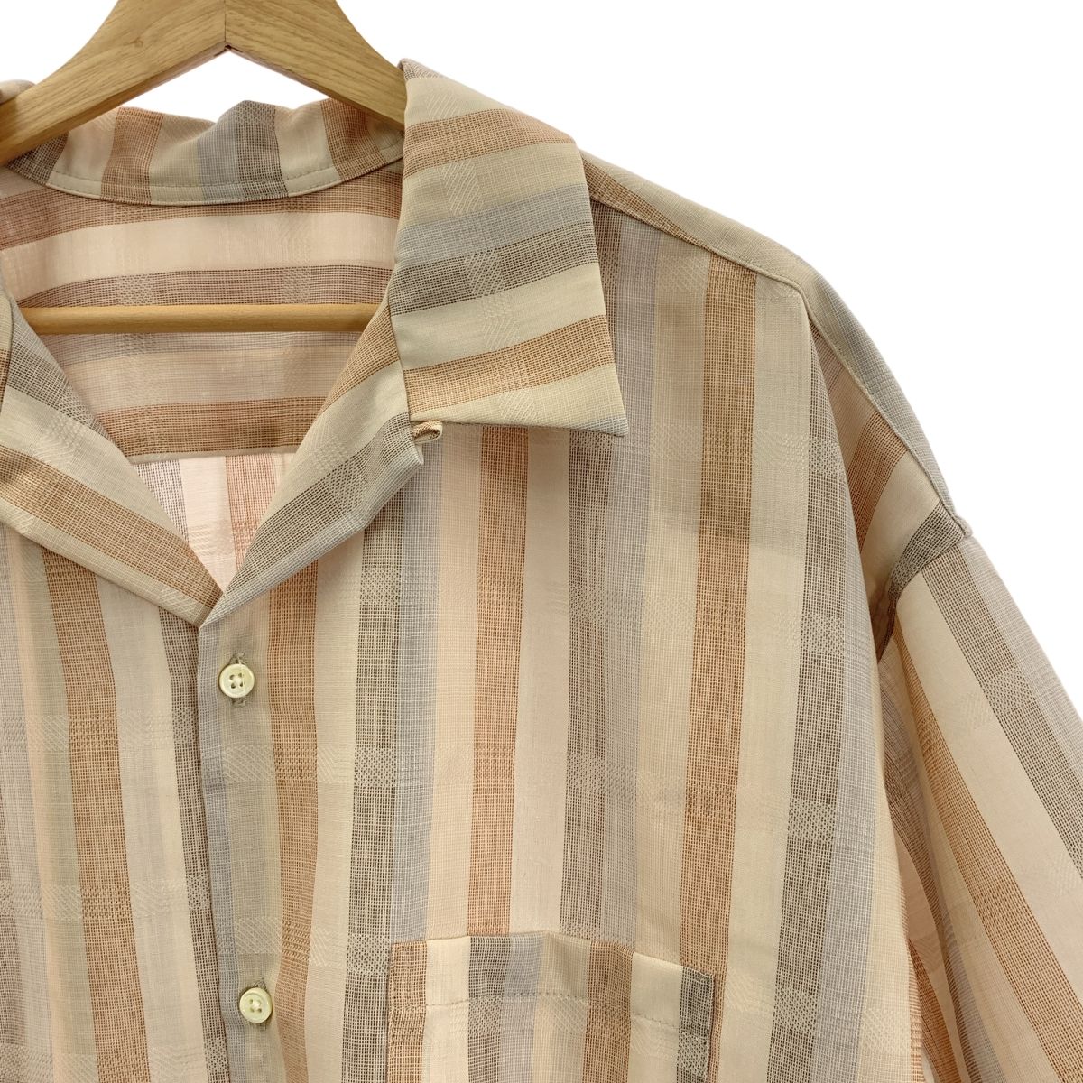 Sillage シアージ ストライプ オーバーサイズ オープン シャツ F ベージュ系 メンズ