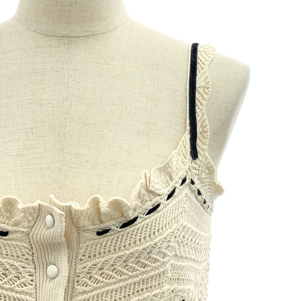 tanakadaisuke タナカダイスケ 2025 SS lace up ribbon knit camisole コットン レースアップ ニット キャミソール ビスチェ トップス F アイボリー レディース