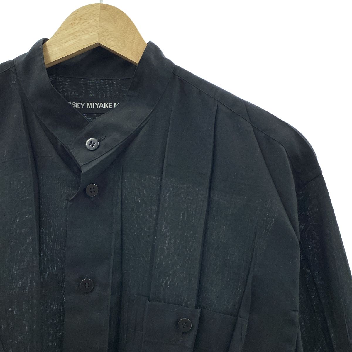 ISSEY MIYAKE MEN イッセイミヤケメン ワッシャー スタンド シャツ 1 ブラック メンズ