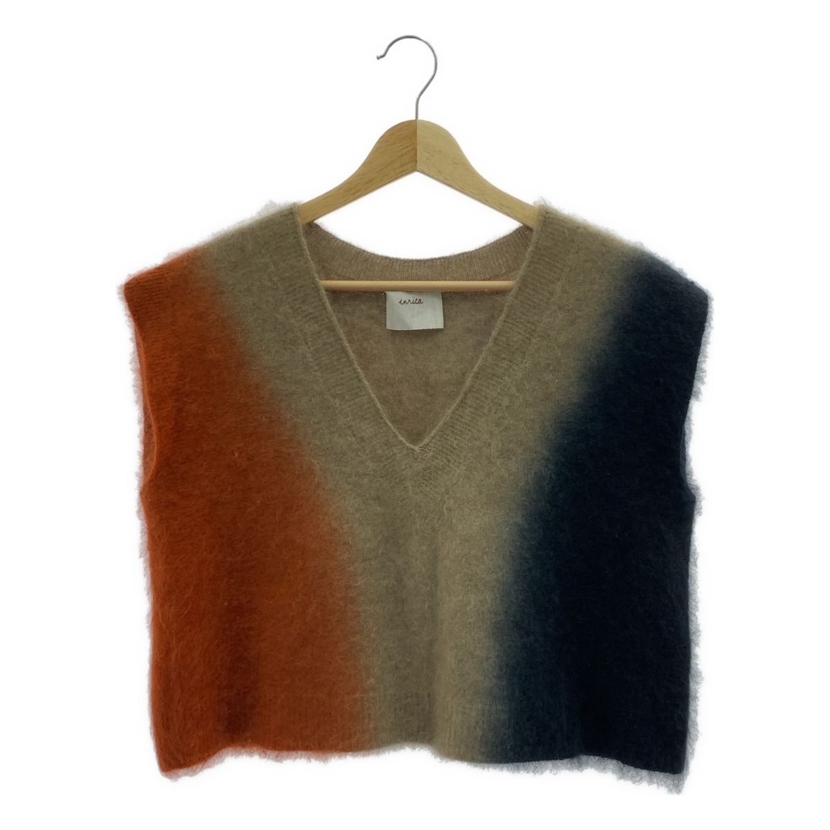 enrica エンリカ cashmere 100％ カシミヤ シャギー グラデーション ニット ベスト オレンジ ベージュ ブラック レディース