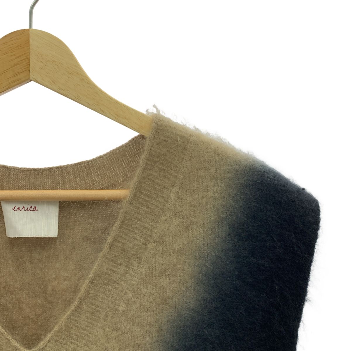 enrica エンリカ cashmere 100％ カシミヤ シャギー グラデーション ニット ベスト オレンジ ベージュ ブラック レディース
