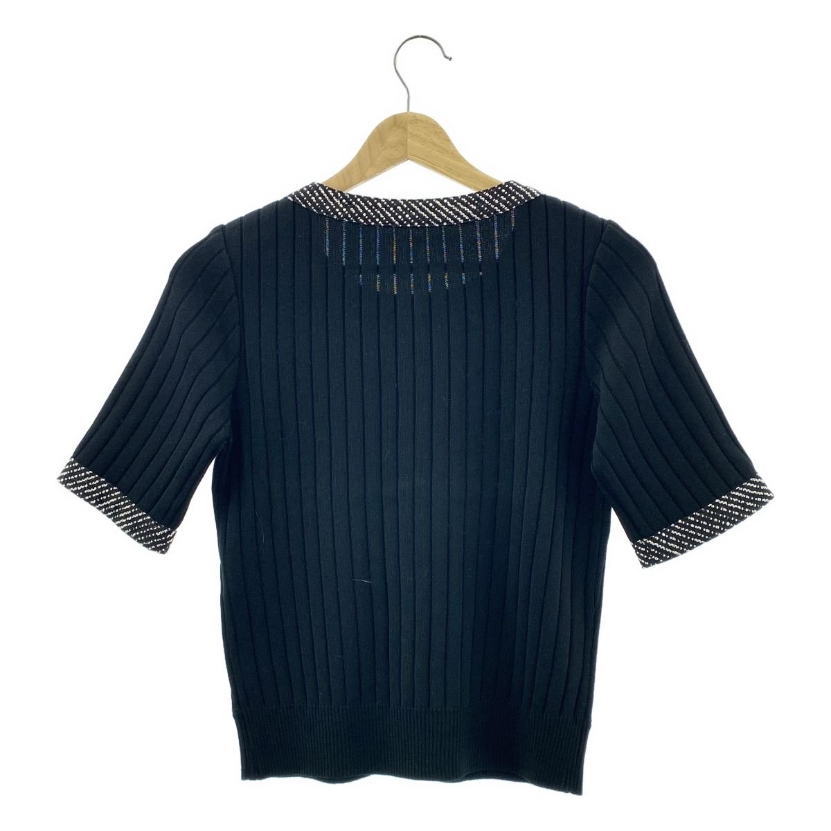 Rene / ルネ | リブ ショートスリーブ カーディガン | 36 | ブラック