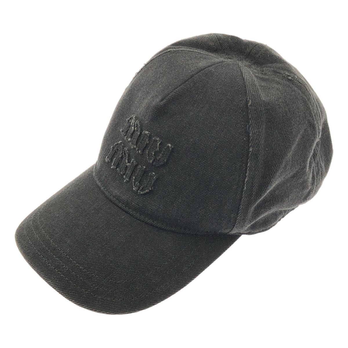 miu miu | ミュウミュウ | ロゴ ブラックデニム ベースボール キャップ 帽子 | ベルクロ調整可 | 5HC179 | M | チャコール系 | レディース