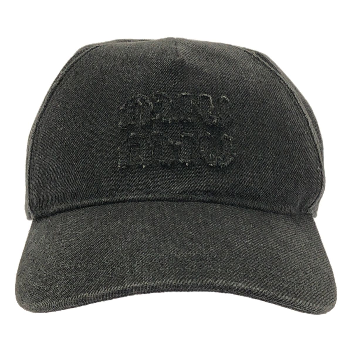 miu ミュウミュウ ロゴ ブラックデニム ベースボール キャップ 帽子 ベルクロ調整可 5 HC 179 M チャコール系 レディース