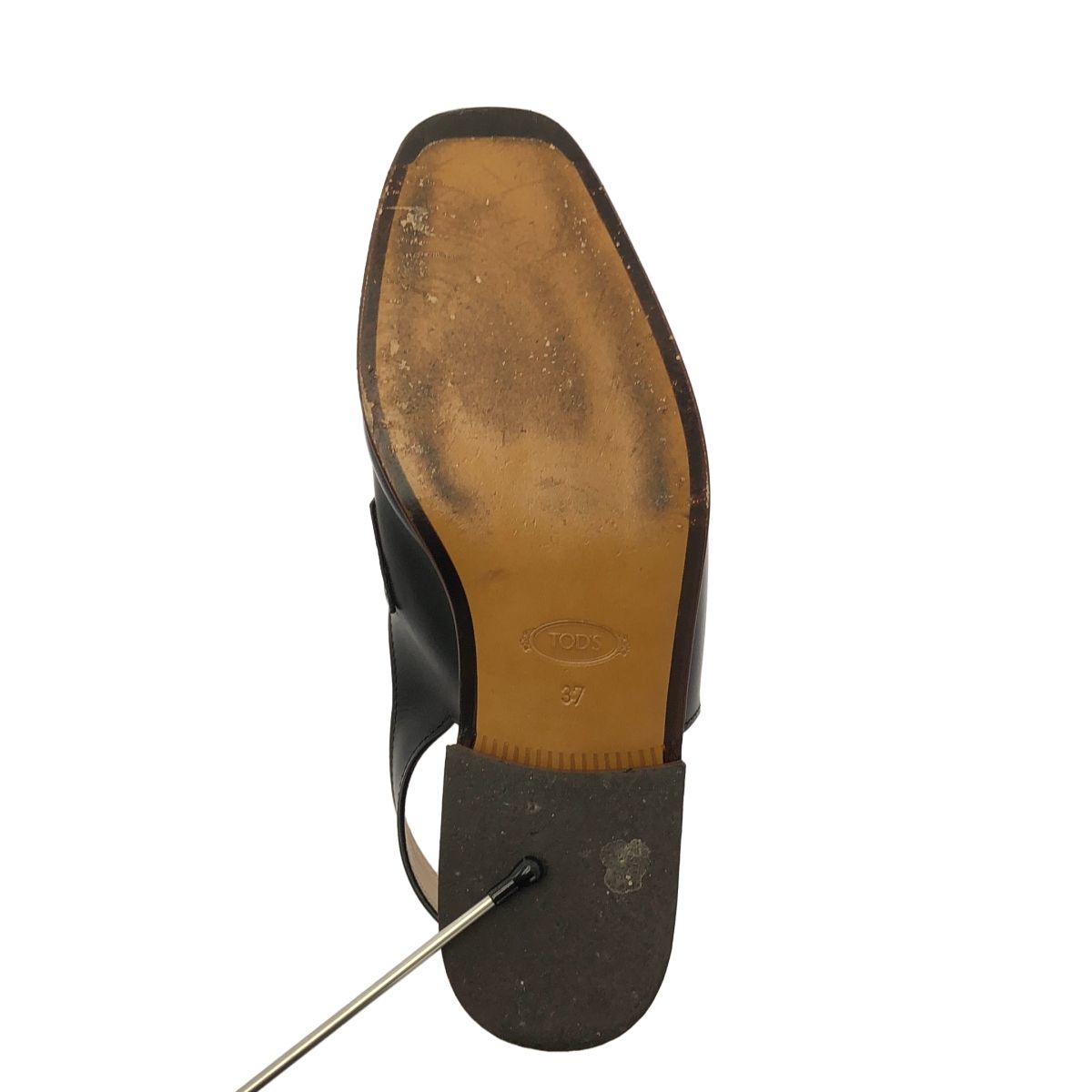  TOD S トッズ レザー コイン付き ストラップ ミュール サンダル フラットシューズ 37 ブラック レディース その他 靴