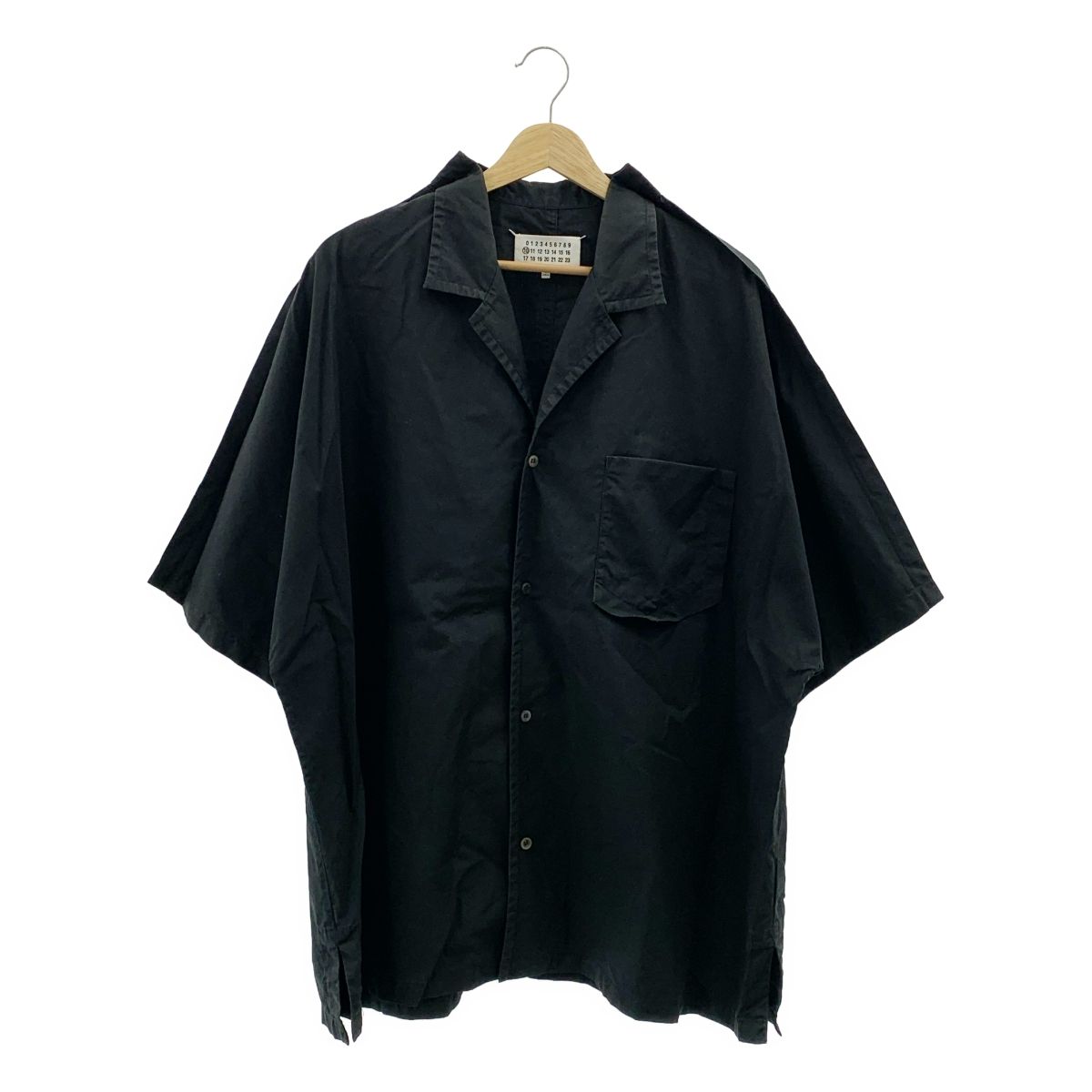 Maison Margiela メゾンマルジェラ 2020SS コットンポプリン オーバーサイズ オープン シャツ 38 ブラック メンズ