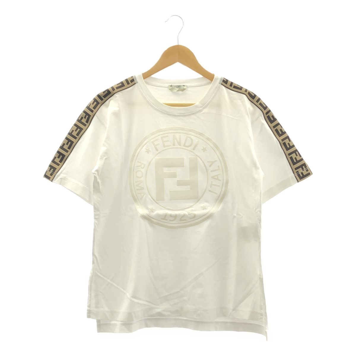 FENDI | フェンディ | コットン ズッカ ビックロゴ カットソー | 38 | ホワイト|ブラウン | レディース