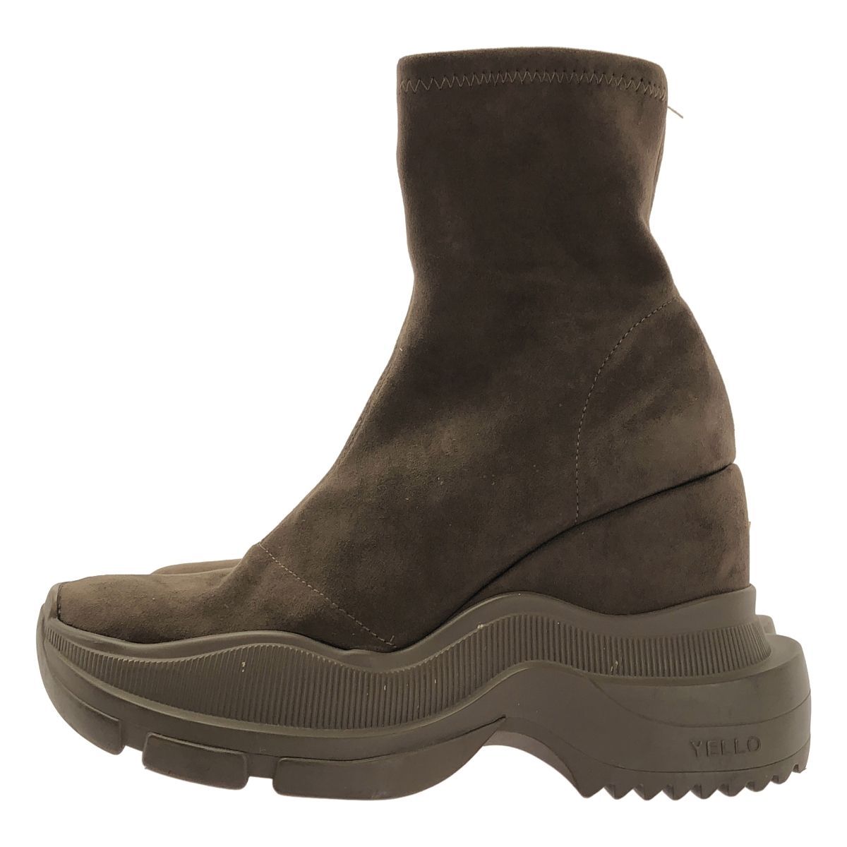 YELLO イエロ SNEAKER SHORT BOOTS ロゴ ショート ブーツ L ダークブラウン レディース