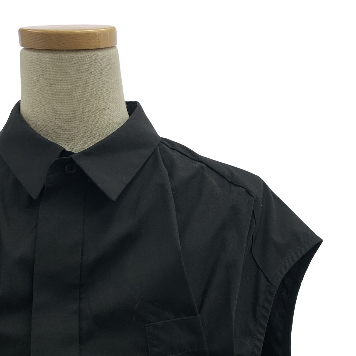 sacai サカイ 2025 SS コットン ドッキング ノースリーブ シャツ 1 ブラック レディース