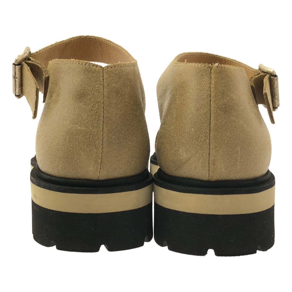  MM 6 Maison Martin Margiela エムエムシックスメゾンマルタンマルジェラ レザー ラウンドトゥ ストラップ サンダル 37 ベージュ ブラック レディース その他 靴