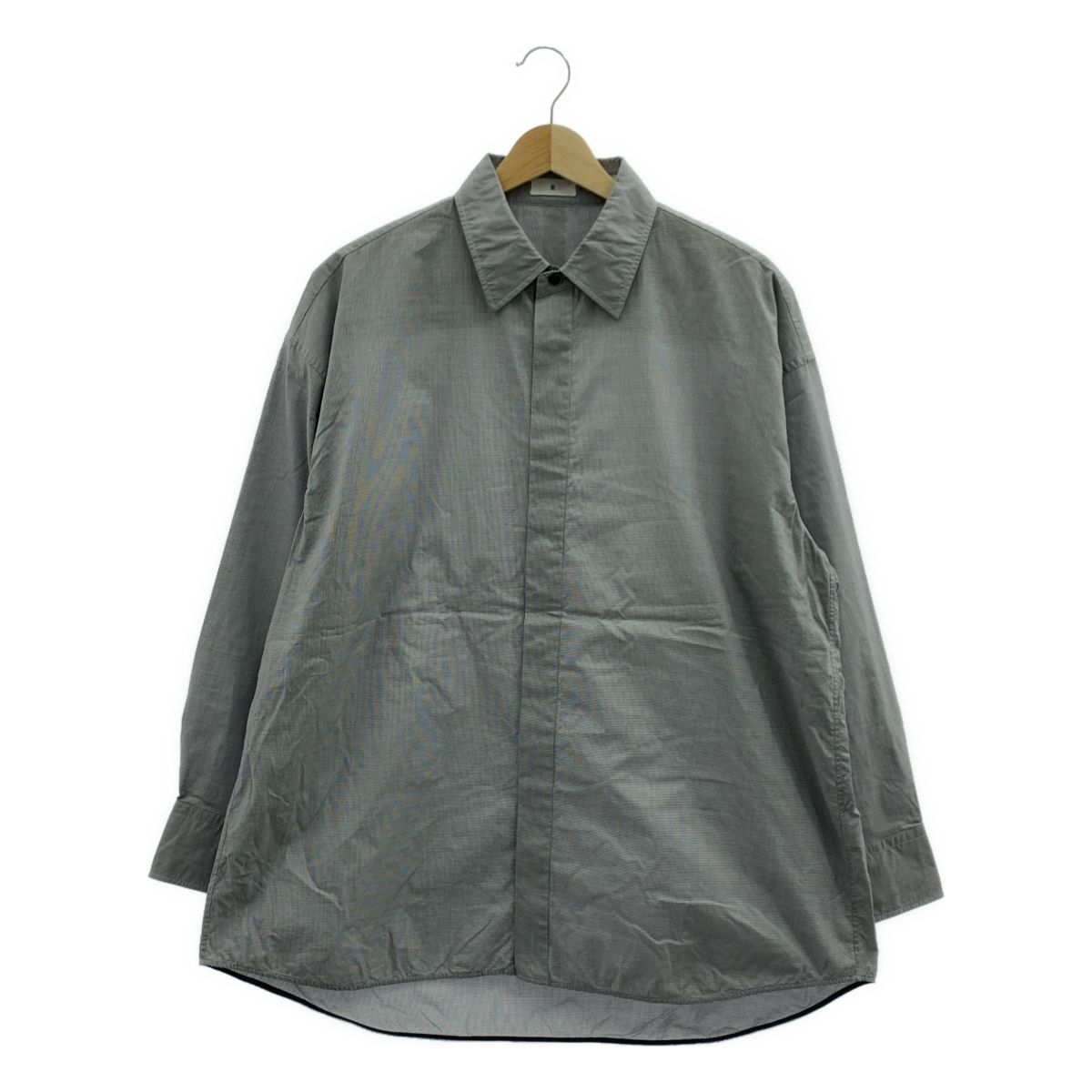 TOMORROWLAND .B トゥモローランドビー 2025AW グラフチェック コットン オーバーサイズレギュラー シャツ 34 グレー レディース