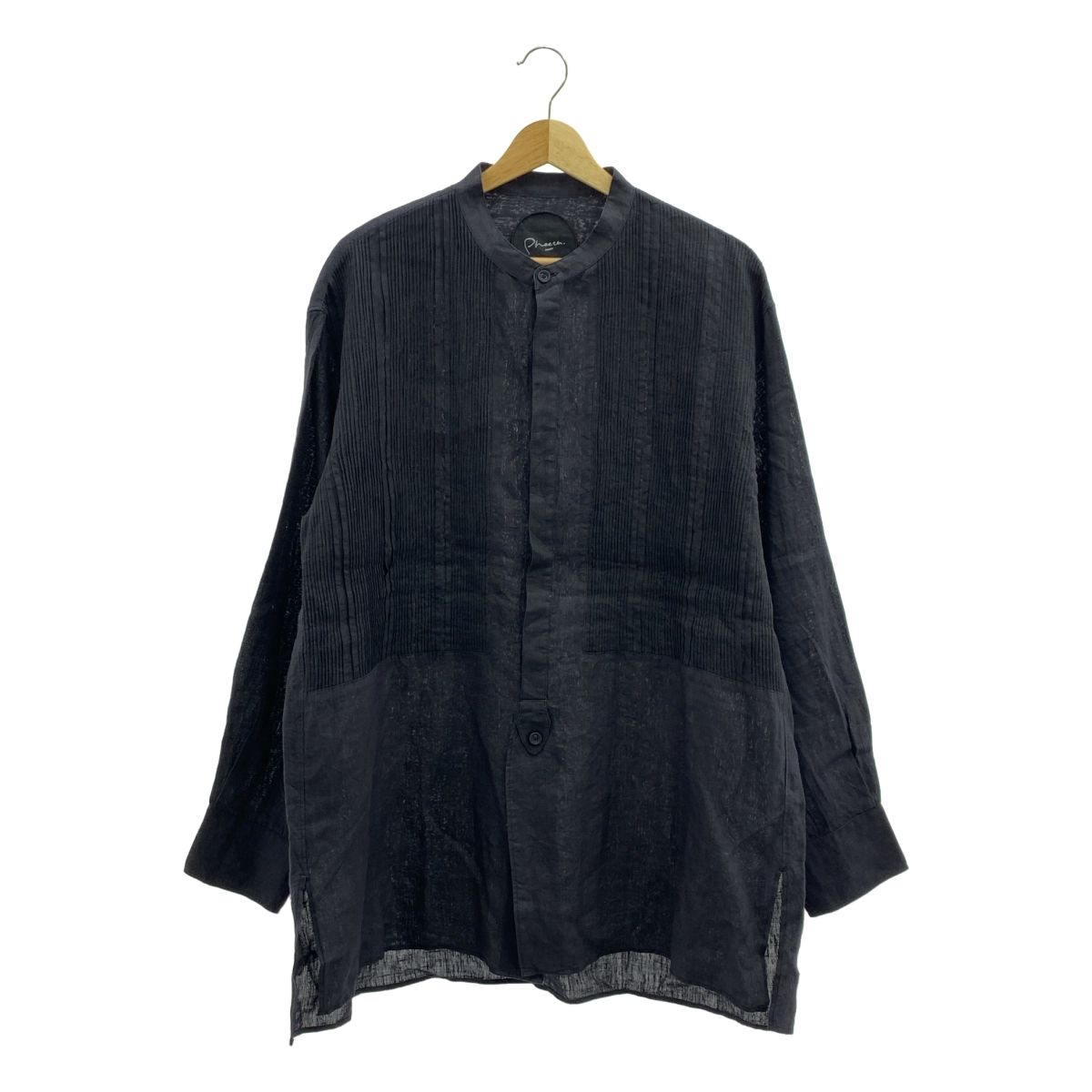 pheeta | フィータ | Trinity リネン ピンタック バンドカラー シャツ | 2 | ブラック | メンズ