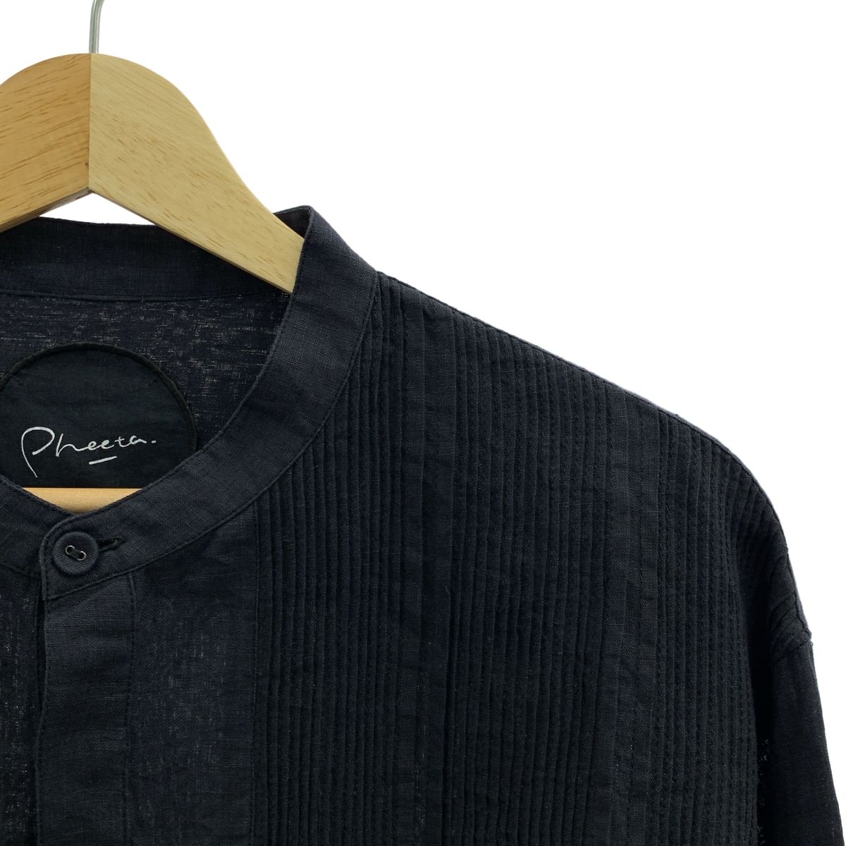 pheeta フィータ Trinity リネン ピンタック バンド シャツ 2 ブラック メンズ