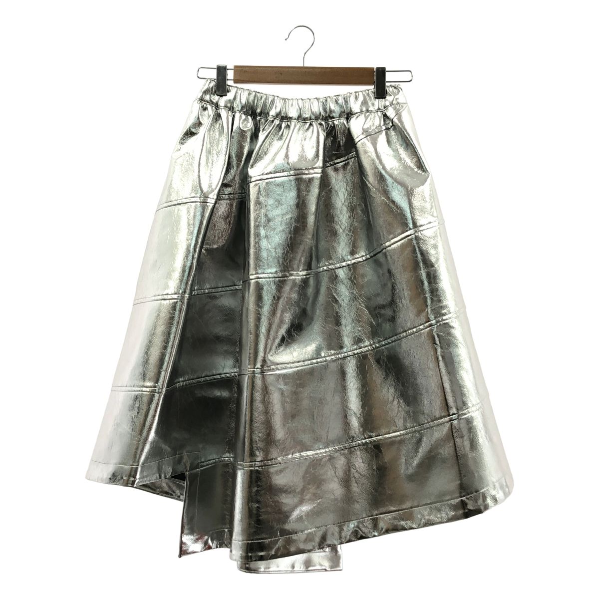 BLACK COMME des GARCONS ブラックコムデギャルソン 2025SS メタリック 螺旋 フ スカート XS シルバー レディース