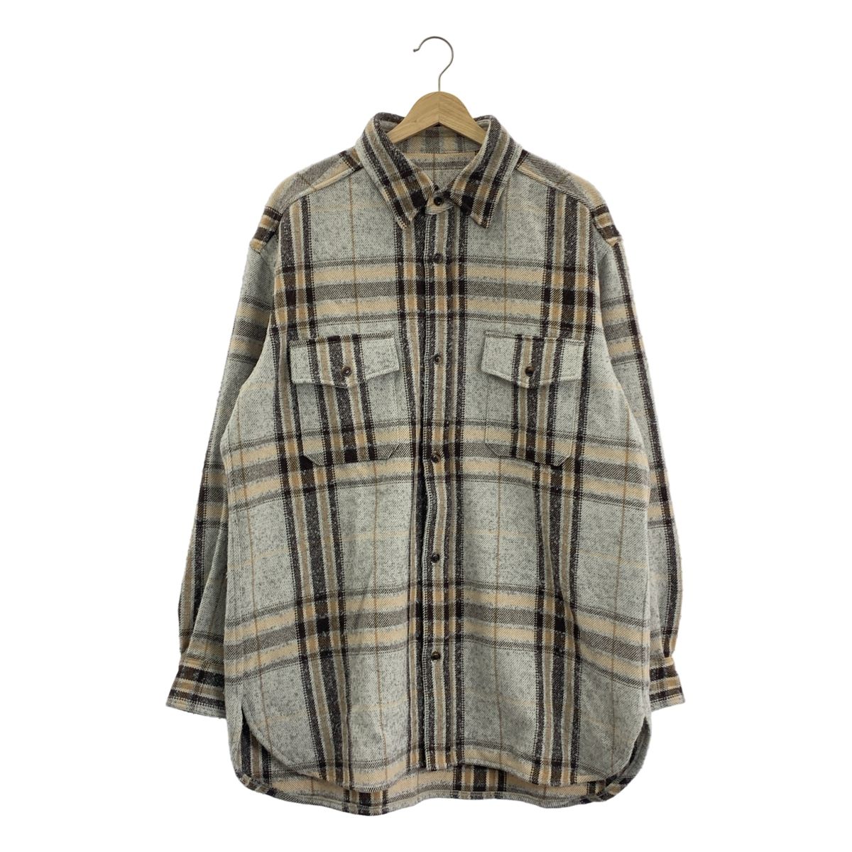 URU | ウル | 2025AW | REGULAR COLLAR L|S SHIRTS ウール アルパカ チェック シャツ | 3 | グレー | メンズ