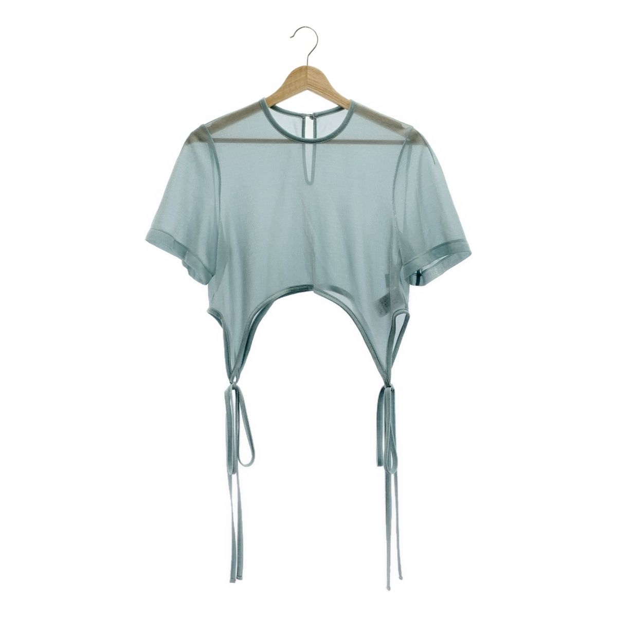 Mame Kurogouchi マメクロゴウチ 2025 SS Lame Jersey Cropped Sheer Top ラメ ジャージー トップス 2 green レディース 長袖 シャツ ブラウス