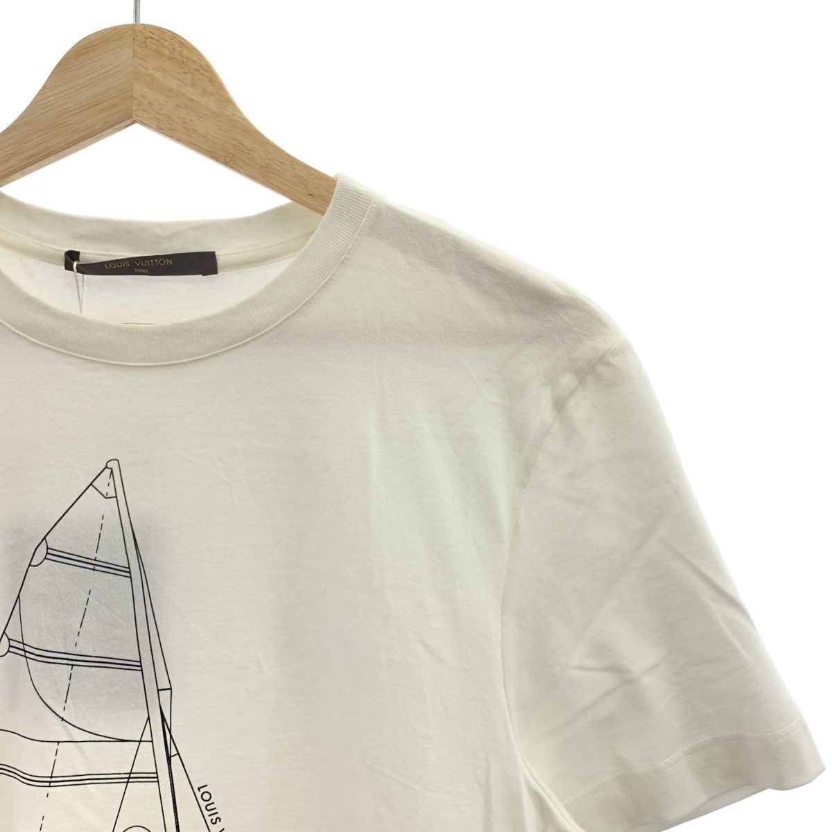 Louis Vuitton ルイヴィトン コットン 切替 プリント Tシャツ XS ホワイト ネイビー メンズ