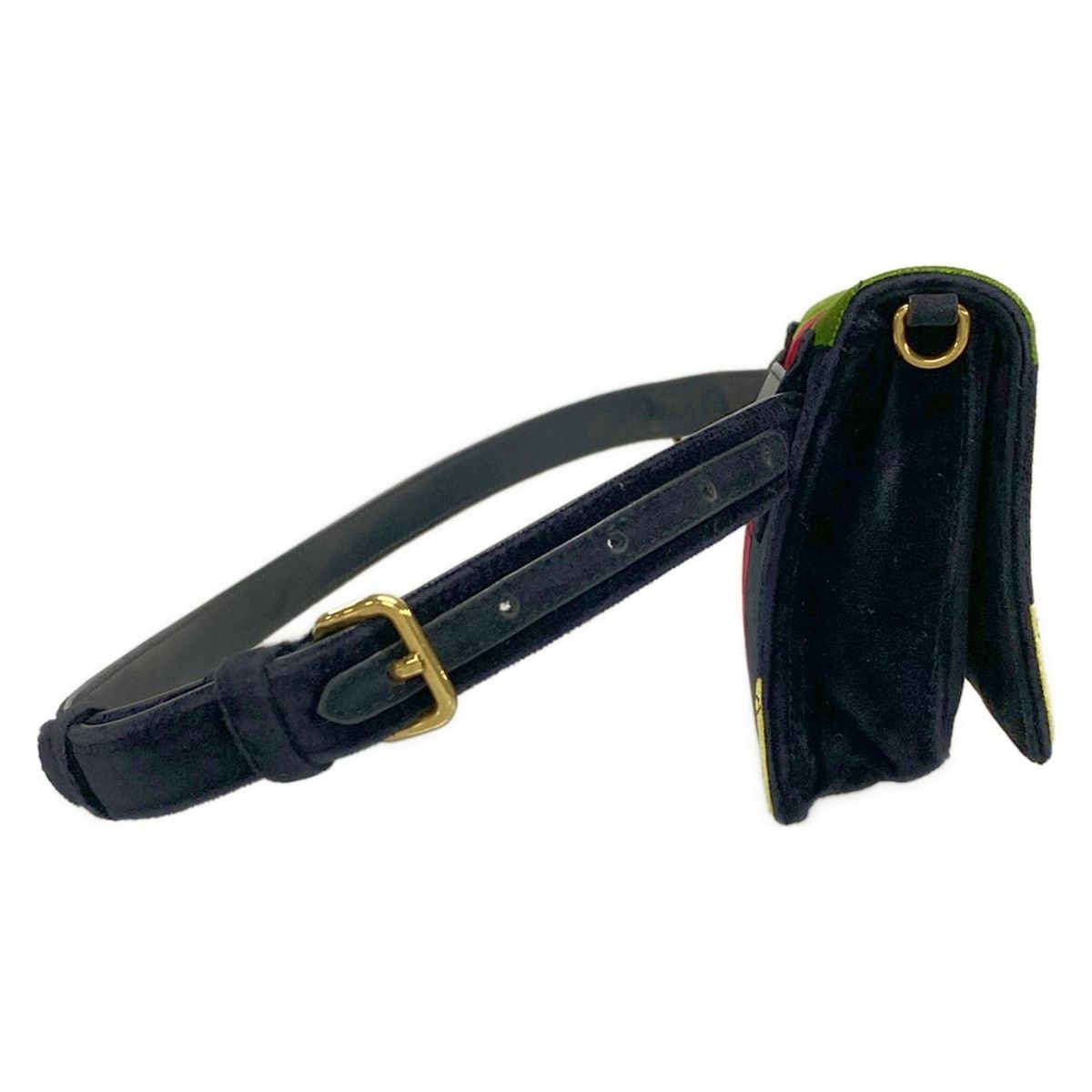 PRADA プラダ ウエストポーチ カイエ 1BL004 黒×レッド×マルチ トロンプルイユ