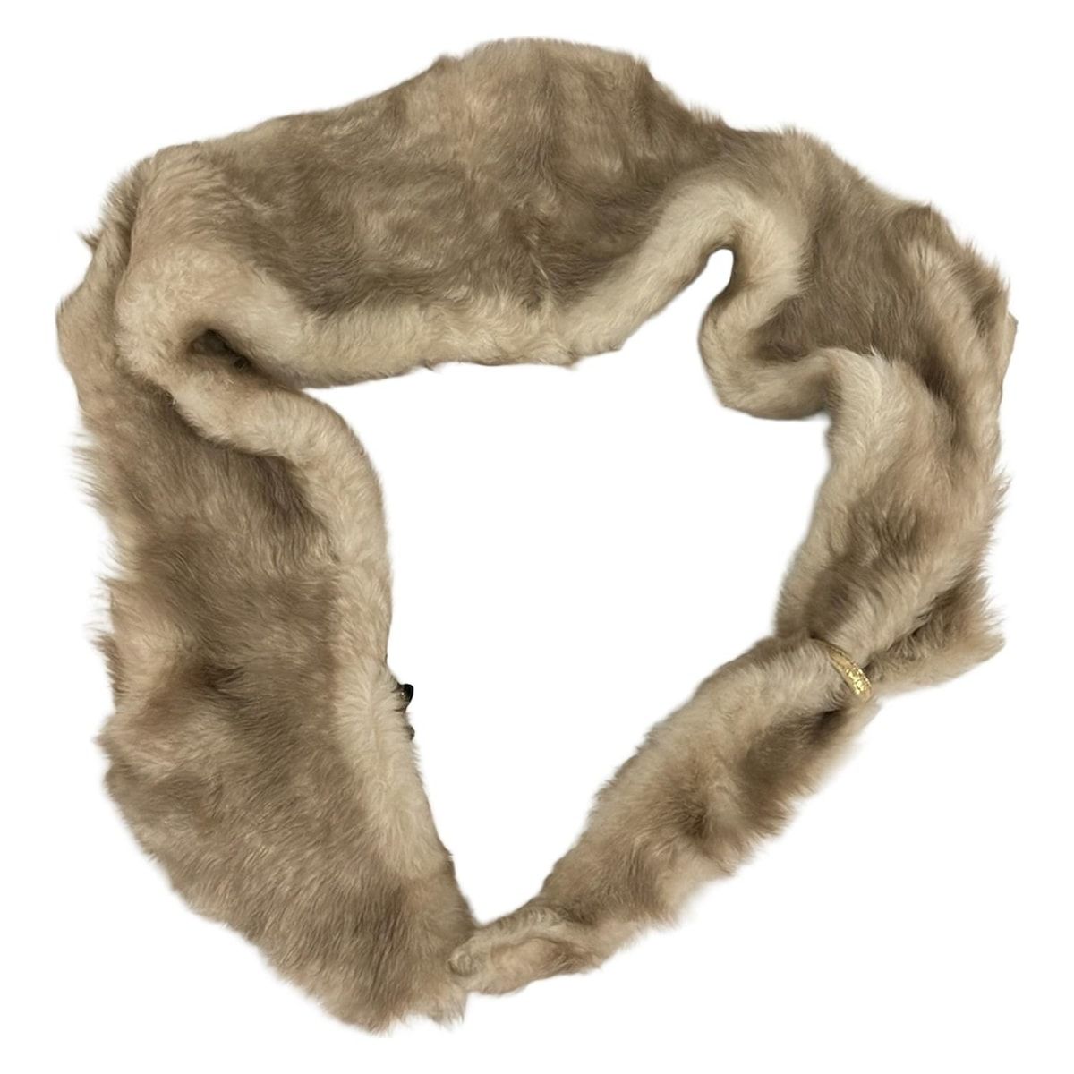 TSUMORICHISATOツモリチサト ヒョウ柄ファー マフラー 茶リボン付き