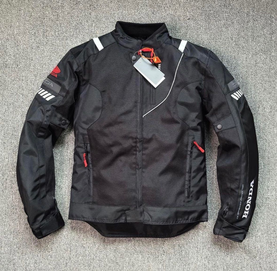 ブラック バイクウェアジャケット ブラックパッド付き M〜4XL