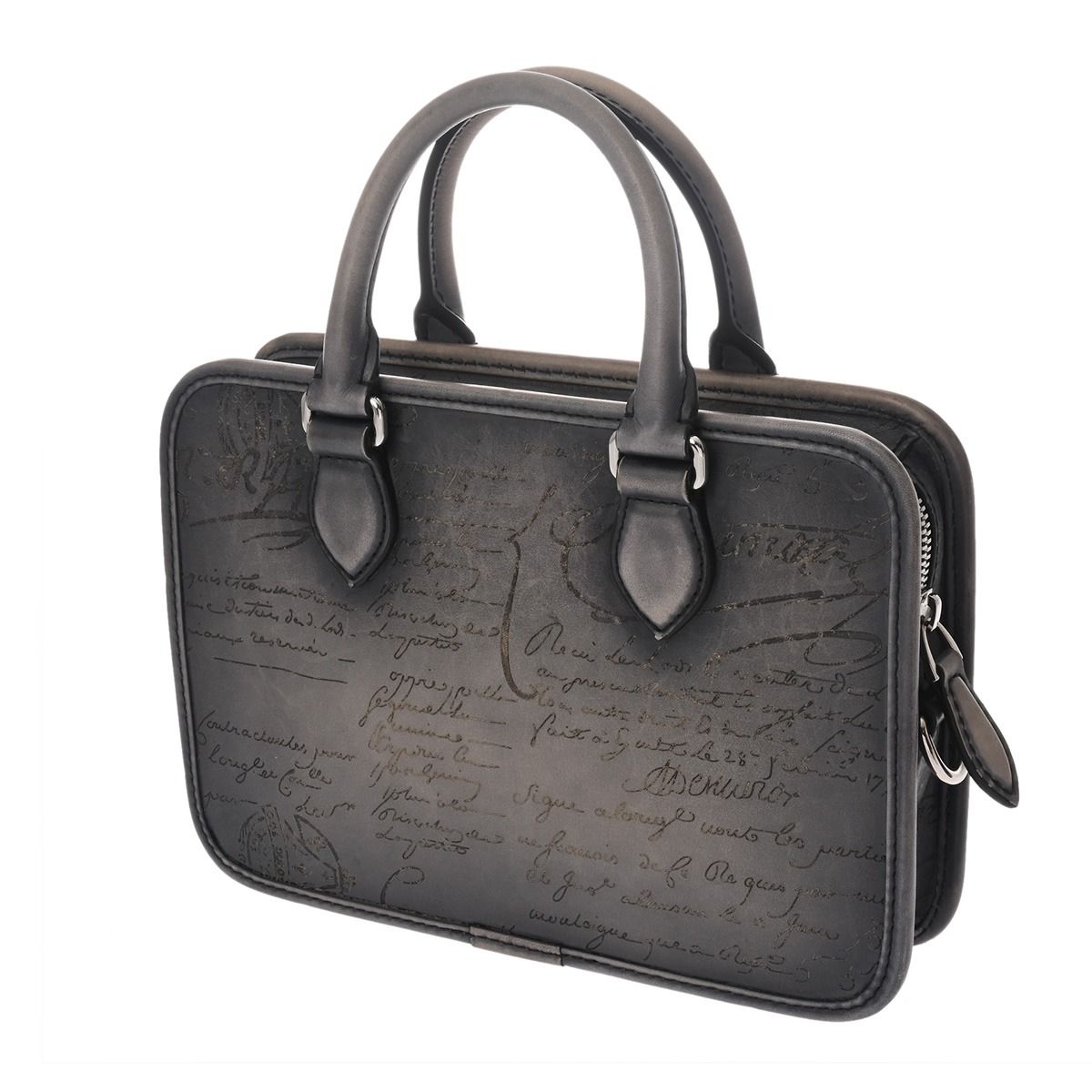 ベルルッティ アンジュール ガリバー ブルーグレー メンズ スクリットレザー ハンドバッグ