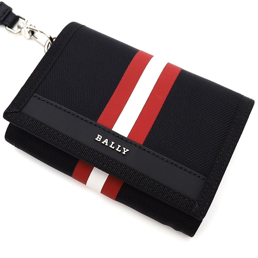 BALLY ストラップ付 ウォレット 3つ折り財布 ブラック バリー メンズ 5CH H06747 KEP02