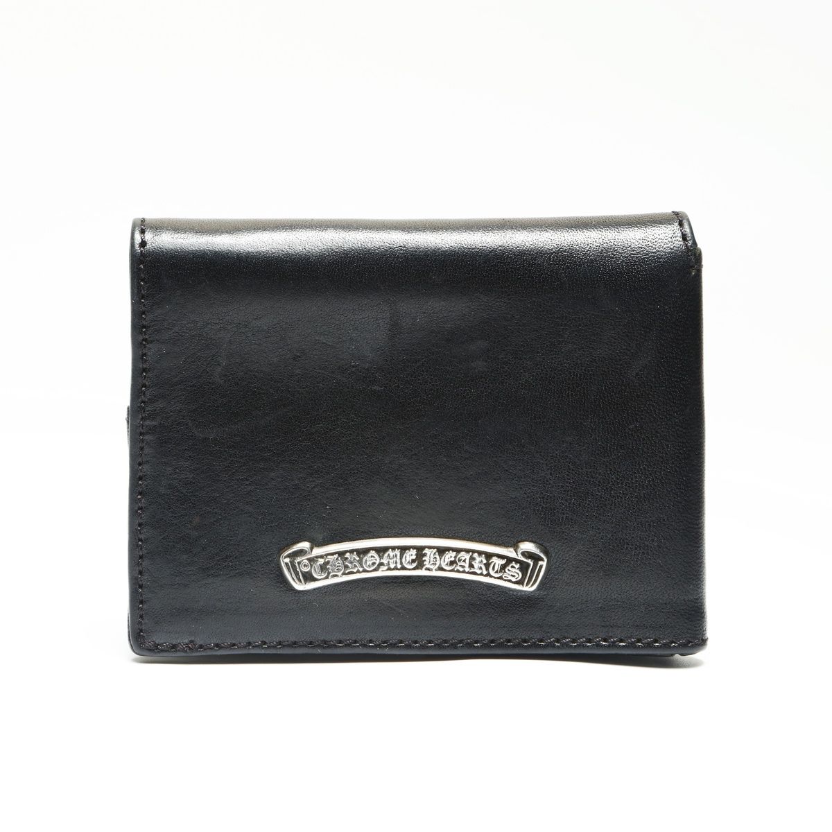CHROME HEARTS クロムハーツ カードケース レザー スクロールロゴ 折りたたみ 財布 コンパクト
