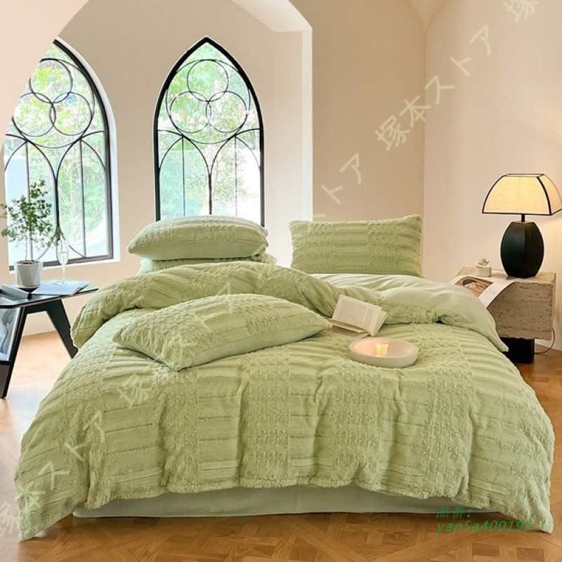 掛け布団カバー あったか マイクロファイバー 冬用 なめらか 毛布タッチ 冬 静電気防止 もこもこ 洗える 暖かい 4点セット 掛けふとんカバー 防寒対策 yan5a400195