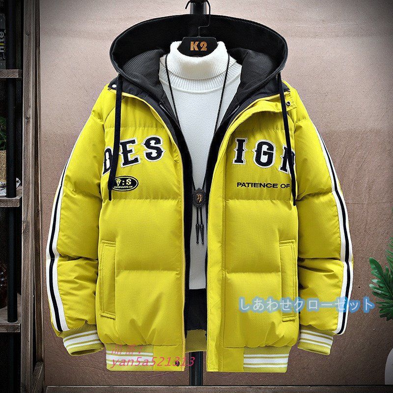 ダウンジャケット メンズ 中綿ジャケット おしゃれ キルティング ジャケット 防寒 フード付き ジャンパーブルゾン 秋冬 キルトコート アウター 暖かい 配色 yan5a521313