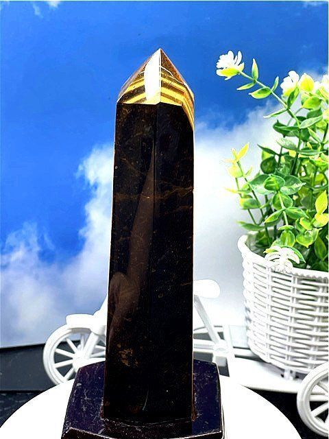 AAA級【金運UP】☆天然タイガーアイ六角柱B88A2/153A15D