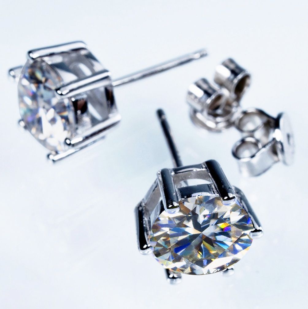 究 大粒 計6ct モアサナイト 一粒 ピアス シルバー925 D 保証書 ジュエリーポーチ アレルギー対応 モアッサナイト メンズ レディース プレゼント